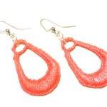 Lace Earrings Hand Dyed - Red Metallic -..