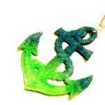 Lace Necklace Hand Dyed - Anchor In Neon Green And..