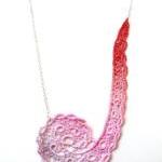 Lace Necklace Hand Dyed In Pink And Red With..