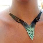 Lace Necklace Hand Dyed - Mint Green And Teal -..