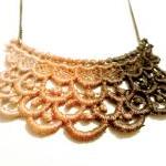 Lace Necklace Hand Dyed In Ombre Brown Copper..