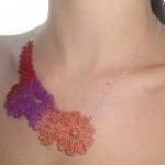 Lace Necklace Hand Dyed - Burgundy Purple And..