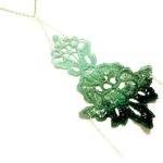 Lace Necklace Hand Dyed - Flower In Teal Greens..