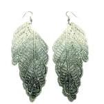 Leaf Lace Earrings Hand Dyed - Grey And White With..