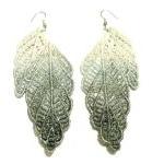 Leaf Lace Earrings Hand Dyed - Grey And White With..