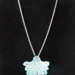 Teal And Sea Foam Green Lace Necklace With Silver..