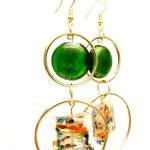 Earrings With Gold Hoops And Green And..