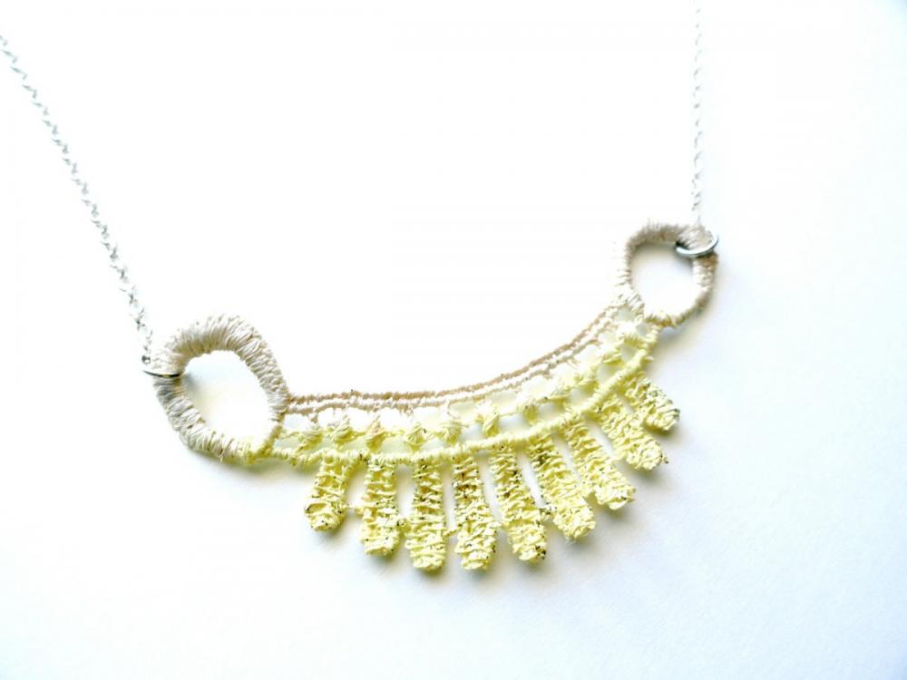 Lace Necklace Hand Dyed - Yellow And Champagne - Customizable Colors - Lace Fashion